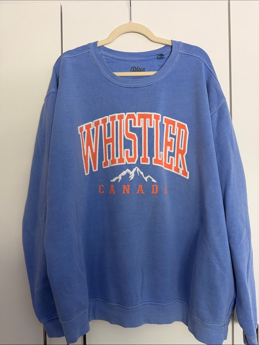 Blue 84 Whistler Canada Crew Sweatshirt Periwinkle Blue XL Cozy Graphic Pullover